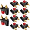 RUNCCI-YUN 10 Pairs 2-vie Amplificatore di Potenza, Audio Spina Banana Femmina Morsettiera altoparlante(Nero e Rosso)
