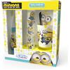 Mr White Minions Kit per l'igiene orale a LED per bambini, contiene spazzolino elettrico alimentato a batteria con setole morbide, dentifricio alla menta, bicchiere multiuso e base con torre di temporizzazione