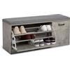 Mondeer Scarpiera Panca, Portascarpe con Cuscino Salvaspazio in Legno per Ingresso Corridoio, 100 x 30 x 46 cm (Grigio)