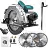 YUMILI Sega Circolare 1200W con Guida, Sega Circolare per Legno 5200RPM, 3 Lame Ø: 185mm (24T+40T+60T), Profondità di Taglio Max. 60mm (90°), 45mm (45°), Interruttore di Sicurezza, Cavo da 2m per Legno, PVC