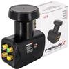 Premium X Quattro: PremiumX Quattro LNB per Multiswitch - Convertitore Segnale TV Multiswitch con Protezione Meteo - LNB Satellitare Digitale in Nero - DVB-S2 8K UHD 4K Full HD
