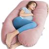 QUEEN ROSE Cuscino per gravidanza per dormire, rinfrescante, a forma di U, cuscino premaman per donne incinte, con fodera morbida e setosa, rosa