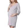 Be Mammy Camicia da Notte di maternità da Donna con Manica 3/4 e Funzione di Allattamento (Crema di Stelle Melange, XL)