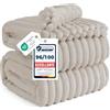 Bedsure Coperta Pile Divano Letto - Coperta Morbida Calda a Coste, Plaid Spessa per Soggiorno e Camera, Coperta Pile Invernale, Copridivano, XXL 220x240 cm, Beige