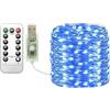 Clearhill Ghirlanda luminosa USB 20m blu 200 LED con telecomando, 8 modalità, timer e dimmerabile per Natale, camera, interni/esterni