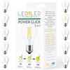 LEDbyLED Lampadina Smart Goccia Power Click 2-4-8W, E27, Vetro Trasparente, Intensità Regolabile, 2700K Luce Calda, filamento LED dritto, 960 Lumen, Pack 10 Pezzi