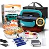DAVANSU® Super Pack - Contenitore per il pranzo elettrico, 80 W, 4 in 1 + 7 accessori, 12 V/24 V/220 V ~ 240 V, scaldavivande portatile, con Thermos per auto, lavoro 1,5 l, acciaio inossidabile 304 |