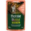 Monge Bwild Grain Free Bocconcini in Salsa per Gatti Adulti Sterilizzati da 85 gr Gusto Salmone con Gamberetti e Ortaggi
