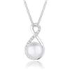 Elli Collana Con Pendente Da Donna Argento 925 Con Zirconia E Perla Coltivata D'Scqua Dolce, 45 Cm