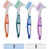 Fonyiunce 4 Pezzi Spazzolini da Denti per Protesi, Doppia Testa, Punta di Precisione, Ergonomico Spazzola per Dentiera, Bite dentale, Allineatori, Retainer