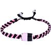 Italyanissimo Bracciale per tifosi in macramè e Argento 925 rodiato oro bianco con smalti. Rosa nero stile palermo. (Taglia M) 19-20 - 21 cm