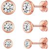 ChicSilver Orecchini Donna Argento 925, 3/4/5mm Set Orecchini Punto Luce Oro Rosa Donna a Lobo con Zirconia Piccoli Brillanti per Anniversario Compleanno Natale