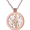 Morella Collana Donna 70 cm Acciaio Inossidabile Oro Rosa con Coins Moneta amuleto Ciondolo Rotondo 33 mm acchiappasogni con Piume in Sacchetto di Velluto