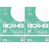 Pigna 00629030C, Ricambio non rinforzato, Rigatura 0C, righe per 4° e 5° elementare, Carta 80g/mq, Pacco da 80 Fogli