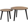 trendteam smart living - Ronin - Tavolino da caffè - rovere laccato nero - Set di 2 tavolini rotondi - 50 x 39 x 50/70 x 45 x 70 cm - 2 tavolini - Piedi in legno massello