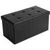 SONGMICS Cassapanca Contenitore 80L, Pouf Contenitore, Panca Poggiapiedi Pieghevole, Capacità di Carico di 300 kg, Rivestimento in Similpelle, Seduta Imbottita, Nero LSF105