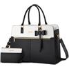 MOSISO Borsa Tote Laptop Donna, 15.6 Pollici Lavoro Pelle PU Impermeabile con Pochette e Fiocco, Borse a Mano Grande Capacita, Borsa a Tracolla Computer, Valigetta Lavoro Ufficio, Insegnante,Nero