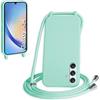 FERLAN Custodia per Samsung Galaxy A34 5G Cover con Cordino,Verde Silicone Antiurto TPU Morbido Case Corda Collana Necklace Regolabile Stylish con Catena Ultra Sottile Cover per Galaxy A34 5G,Menta verde