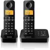 Philips Telefono fisso D2652B/01 Dual - Telefono di casa con segreteria telefonica - Display da 1'6 pollici - Rubrica telefonica - Riconoscimento del numero telefonico - Numeri brevi - Nero