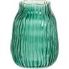 DRW Vaso da tavolo in vetro verde e filo dorato 16x16x20 cm