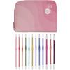 KnitPro Set di uncinetti Zing - 12 uncinetti a punta singola codificati a colori, comodi manici per principianti e confezione regalo