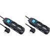 Electraline 62050 Multipresa 6 Posti 2 Schuko e 4 Bivalenti 10/16A, Cavo HO5 VV-F, Spina 16A, Nero, 3 M (Confezione da 2)