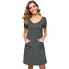 WiWi Camicie da notte morbide in bambù per le donne camicie da notte leggere a maniche corte abito da salotto taglie forti S-4X, Blu scuro, M