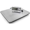 Orbegozo PC 5500, Bilancia da cucina industriale, portata 200 Kg, funzione tara, funzionamento a batteria e con alimentatore, indicatore di batteria scarica, superficie in acciaio inox,
