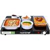 NutriChef Piastra Elettrica, Scalda Cibo Elettrico Portatile, per Tortillas, Buffet, Ristorante, Festa, Cena, Casa e Cucina, Vetro, 60-110 °C, 54 × 42 cm, Nero