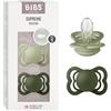 BIBS Supreme Ciuccio, 0-6 mesi, confezione da 2, Sage/Hunter Green