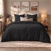 Dreamzie Copripiumino Una Piazza e Mezza 200x220 cm con 2 Federe 80x80 cm | Nero · Biancheria da Letto · Microfibra 100% · 3 Pezzi · Chiusura con Cerniera · OEKO-TEX · Facile Cura · No Stiro