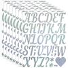 JIUSHIFANG Set di adesivi con lettere glitterate, 5 cm, 296 pezzi/8 fogli grandi, autoadesivi, impermeabili, in vinile per matrimonio, compleanno, cassetta delle lettere, fai da te (argento)
