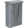 RETSAMV Cesto Portabiancheria Sottile con Coperchio 45L, Cesto Bucato Salvaspazio con Maniglia, Pieghevole, Impermeabile, Porta Biancheria Sporca per Bagno, Camera da Letto e Lavanderia (Gray)