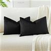 JOTOM Set Di 2 Fodere In Velluto Morbido Solido Fodere Di Cuscino Decorativo Cuscino Fodere Per Cuscini Da Letto Per La Decorazione Della Casa Per Divano Camera Da Letto 40x60 cm(Nero)