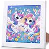 luckyarina Unicorno Diamond Painting per bambini con cornice - Animali Diamond Painting bambini a partire dai 4 6 8 10 anni, immagini con diamanti art unicorno, regalo per decorazione della casa (18 x