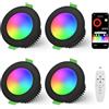 YindaLux LED Faretti da Incasso RGB, APP & Telecomando, Dimmerabile, 4PCS Nero | YindaLux 5W 500LM Faretti Da Soffitto 230V IP44 Impermeabile 2700K-6500K, Smart LED Spots per Bagno Soggiorno, 65-80mm