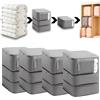 Beiktehy Borsa portaoggetti, 4 pezzi, a compressione, a 3 strati, di grande capacità, colore grigio, con manico rinforzato, per riporre copriletti, coperte (Grigio)