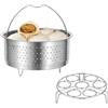 HOMURY Set di 2 inserti per vapore, in acciaio inox, diametro 20 cm, base vapore per uova, diametro 17,5 cm, cestello per vapore con manico, per pentole, pentole, pentole, pentola a pressione
