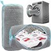Baynetin Sacchi per Lavaggio Scarpe, 2 Pezzi, Copriscarpe Lavatrice Riutilizzabili con Cerniera Nascosta, Protezione 360°in Microfibra per Lavatrice, Anti-Deformazione (Grigio)