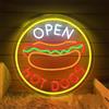 DAKABUKA Insegne al Neon Open Hot Dogs Dimmerabili Luci LED al Neon per Ristorante Insegne Commerciali per Negozi Fast Food Accessori per Negozi Luminosi per Decorazione Parete Alimentate USB Luminose Insegne