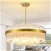 KUNYEEE Lampadari in cristallo dorato Lampada da soffitto in cristallo Lampadari rotondi Lampada a sospensione per soggiorno, cucina, isola, tavolo da pranzo, corridoio, G9 x 12 luci 60 cm