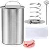 MASTER FENG Stampo per carne per salumi, in acciaio inox, per prosciutto, con termometro e 20 sacchetti da cucina per preparare carne sana fatta in casa
