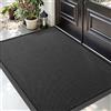 DEXI Zerbino Ingresso Esterno 90 x 150 cm, Zerbini Antiscivolo, Assorbente Di Sporco e Lavabile, Impermeabile Tappeto per Porte Anteriori e Posteriori, Nero