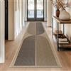 Capslpad Tappeto passatoia per corridoio, 80 x 300 cm, effetto iuta naturale, lavabile, tappeto nero marrone antiscivolo, cucina, camera da letto, balcone