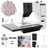 LetCart Mini macchina da cucire elettrica, macchina da cucire domestica con set da 42 pezzi, patchwork 25 pezzi, supporto filo e spina, 12 punti integrati, 6 strati Denim Power