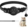 HASAIKA® Localizzatore per Gatti, Tracker Collare per gatti, Design impermeabile e regolabile con strisce riflettenti, compatibile con dispositivi Apple e Android (nero)