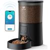 IMIPAW Distributore Automatico Cibo Gatti, Controllato da APP, 2.4G | 5G WiFi Alimentazione a Distanza, 10 Pasti al Giorno, 4L Dispenser Cibo Secco per Animali Di Piccola e Media Taglia (Nero, 4L)