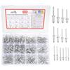 BOJIUKEJI 325 rivetti pop, rivetti ciechi in alluminio, rivetti pop, rivetti pop con estremità aperta, rivetti ciechi per metallo, legno, plastica (2,4 mm, 3,2 mm, 4 mm, 4,8 mm)