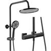 KeeGone Sistema Doccia Termostatico Completo Colonna Acciaio Inox Pioggia 25cm Doccetta 3 Funzioni Getto Regolazione Altezza Sicurezza Anti Ustioni Risparmio Idrico