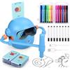 MMOBIEL Robot da Disegno per Bambini Giocattolo Educativo Interattivo con 100 Carte, 12 Pennarelli Colorati, Guida Vocale e Batteria Ricaricabile USB-C - Regalo Creativo per Età 3-9 - Blu